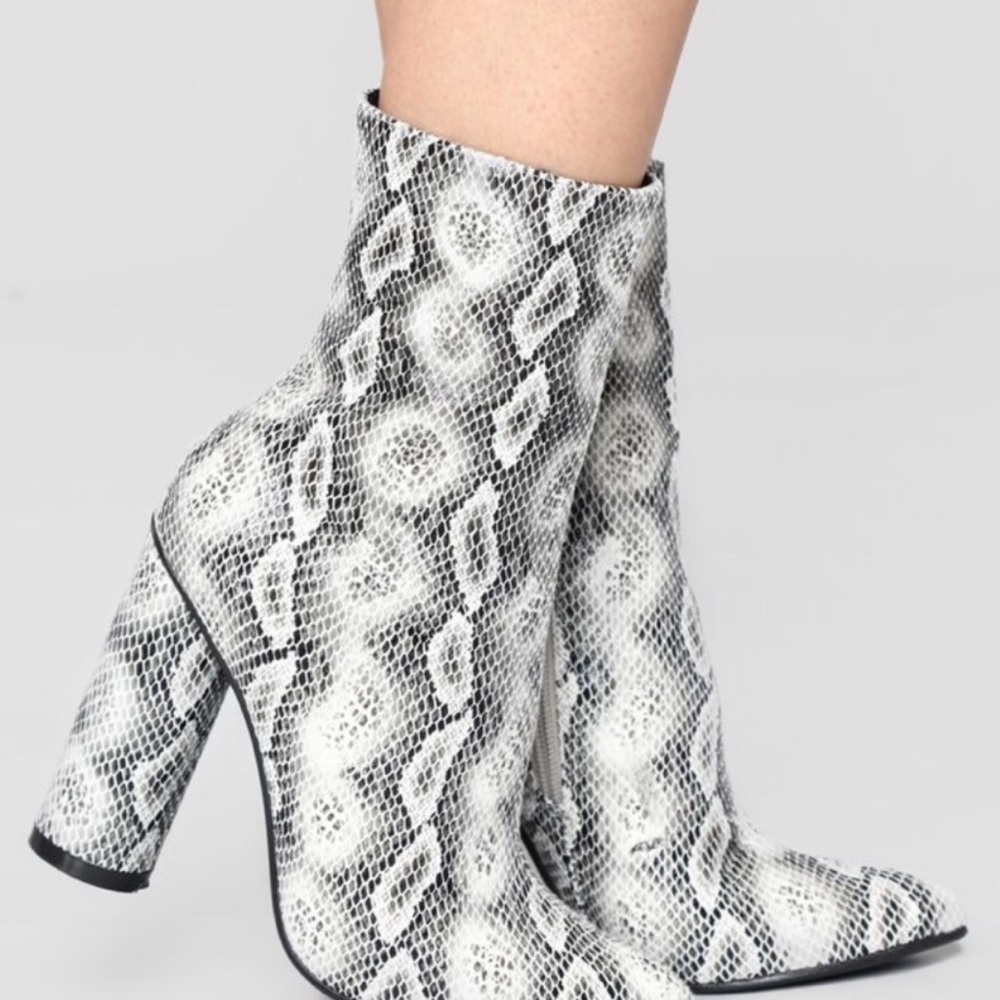 Snakeskin booties